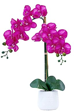 Nearly Natural 19in. Artificial Purple Orchid with Decorative Vase