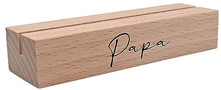 Interluxe Kartenhalter - Papa - Grußkartenhalter Eltern Vater Fotohalter Kartenständer Tischkartenhalter aus Holz