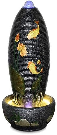 Fontaine Interieur Cascade Fontaine de Table Grande Fontaine décorative avec Cascade de Fontaine en Forme d'oeuf de Plancher de Motif de Lotus de Poisson Rouge