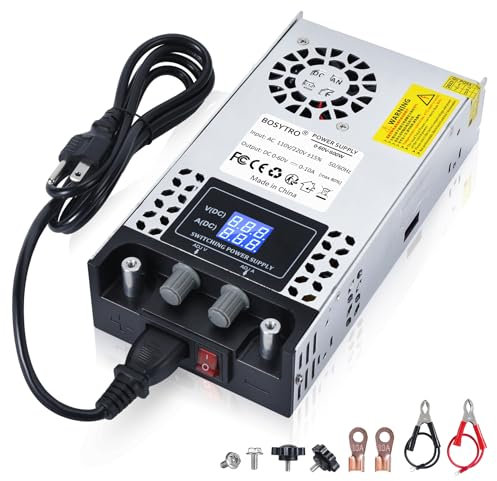 BOSYTRO Regelbares Netzteil 0-60V 0-10A 600W Schaltnetzteil Transformator Power Supply Trafo 230v auf 60v Netzteil SMPS für LED Streifen, CCTV, 3D Drucker, Radio, Kamera, Labornetzteil
