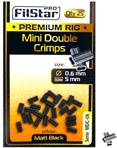 PRO Filstar Angeln Doppel Hülsen 25x5mm, Dia 0.6mm - Double Crimps | Quetschhülsen Set für Stahlvorfach - Doppel Klemmhülsen für Angelvorfach & Angelschnur - Angelzubehör Set - Fishing Kit
