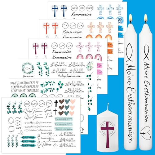 Kerzen tattoos Kommunion,6 Stück A5 KerzentattooWasserschiebefolie,Konfirmation Kerzenfolie,Konfirmation Kerzen Tattoo Folie,zur Konfirmation, Kommunion oder Taufe