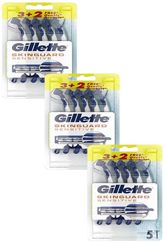 Gillette SkinGuard Sensitive Rasoi Usa e Getta, Rasoio manuale Uomo, Confezione da 15 pezzi, Clinicamente Testato, Per Pelli Sensibili