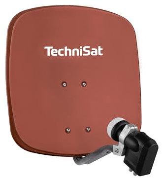 TechniSat DIGIDISH 45 - Parabola per 4 utenti (sistema satellitare piccolo da 45 cm - set completo di staffa a parete, Quattro-Switch-LNB e raccordo per tubo) rosso