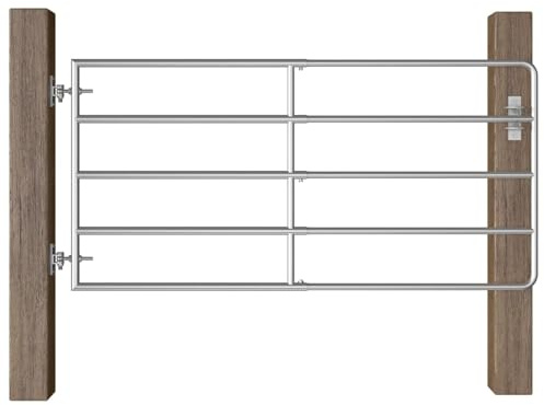 Gecheer Puerta de jardín, individual, de acero, 5 barras (95-170) x 90 cm, puerta de exterior de acero, puerta individual, puerta para valla de jardín individual de acero