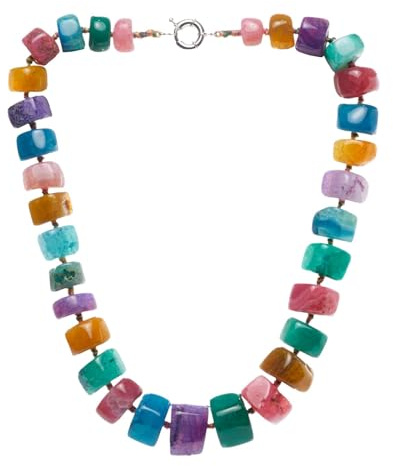 Handgefertigter Damen Edelstein Halskette - 50cm, 25-24mm Natursteinperlen - Eleganter Schmuck mit Edelstahlverschluss