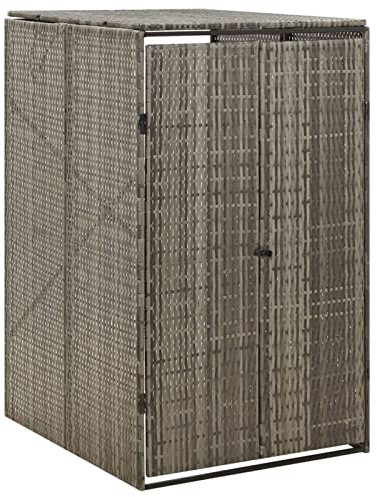 Sufrk Copribidone Singolo Grigio 70x80x117 cm in Polyrattan,Copri Bidoni Spazzatura,da Esterno,Nascondi Bidoni Immondizia,Copertura per Bidone,Gabbia Copribidone,Contenitori,Pattumiera,Box Rifiuti