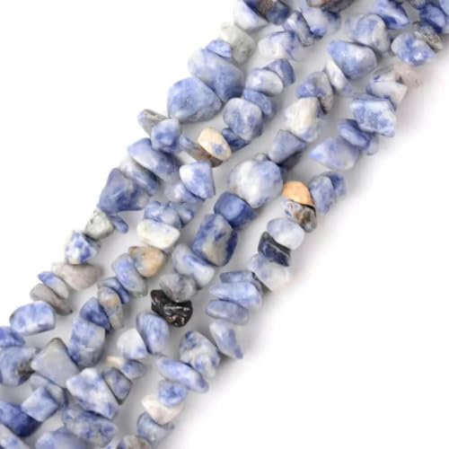 Unregelmäßige Freeform-Kiesperlen aus Naturstein, Amethyste, Tigerauge-Perlen zur Schmuckherstellung, DIY-Halskette, 3–5–8–12 mm, 16 Zoll, blau gefleckt, 5–8 mm, 16 Zoll