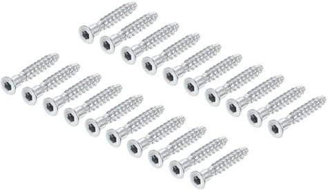 sourcing map 20Pcs M5x30mm Hex Socket Countersunk Head Self Tapping Connecting Screws Carbon Steel Furniture Confirmat Screw, Silver