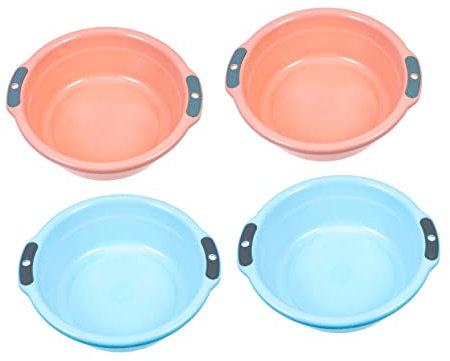 Ciieeo 4pcs Double Handles Washbasin for Home Kitchen Vegetable Wash Basin Storage Container for Laundry Use Random Color