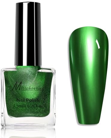 Quick-Drying Dark Green Chrome Gel Nail Polish - Magic Mirror Plating For No-UV Needed Metallic Finish
