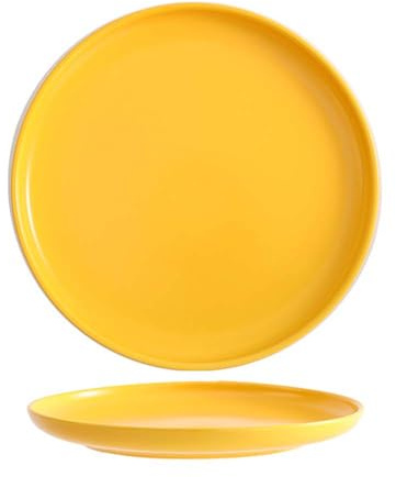 AIYoo 2 Pack Porcelain Dinner Plates,10 inch Large Dessert Salad Plates Ceramic Kitchen Plates,Food Serving Dishes Set,Round Plates for Pasta,Snack,Fruit,Yellow