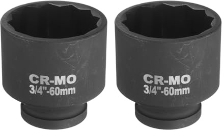 QUARKZMAN 2 Piezas 3/4-Pulgada Llave de Vaso de Impacto de 12 Puntos 60mm Métrica Husillo Tuerca Llave de Vaso Conductor para Reparación de Automóviles Fácil Extracción