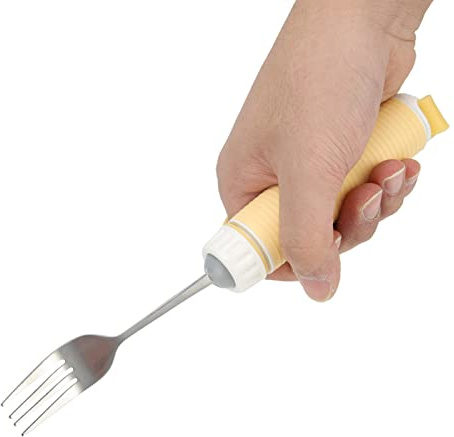 Natudeco Ustensiles spéciaux Cuillères Fourchettes Manche antidérapant Fourchette pour handicapés Fourchette à manger en acier inoxydable pour personnes âgées Foule spéciale (Fourchette)