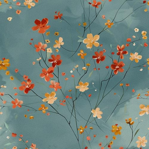 HEKO PANELS Stoff Oxford wasserdicht, Blumen, 1 Meter 155 x 100 cm | Dekostoffe zum Nähen und Handwerken, blickdichte Möbelstoffe, Nähstoffe DIY, als Meterware erhältlich