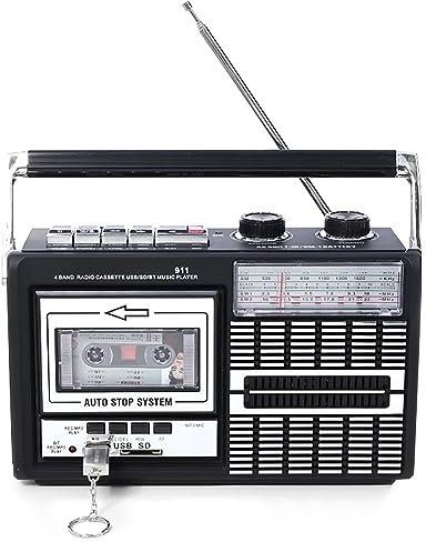 Cassette Boombox, avec Lecteur de Cassettes et Haut-Parleur Radio AM/FM et Prise pour écouteurs, Style Classique des années 80 avec Technologie Moderne