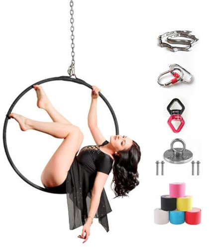Nicvrea Aerial Hoop Set 85 cm/90 cm, Professioneller Aerial Lyra Hoop, Aerial Hoop Equipment mit Hardware, für Home Gym Yoga,90cmpaint-2.5cm