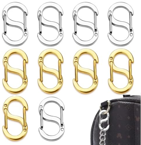 GGUFAY 10 chiusure a moschettone con doppia apertura - Moschettoni Regolabili per Accorciare Collane e Bracciali Fermagli Metallici, per Collane Chiusure per Bracciali (oro,Argento)
