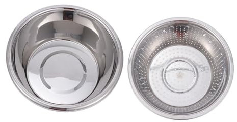 DONFAMDS Cuenco De Mezcla y Colador De Acero Inoxidable Accesorios De Cocina Multifuncionales Para Escurrir Verduras y Frutas Diseño Dos Uno Resistente y Seguro