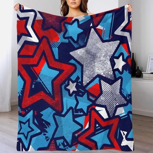 AYZOFCNDK USA-Unabhängigkeitstag-Stil Kuscheldecke Flauschig Decke Weich Flanelldecke Wohndecke Für Geburtstagsgeschenk Muttertagsgeschenk Weihnachten Geburtstag Geschenk 70x80inch(180x200cm)