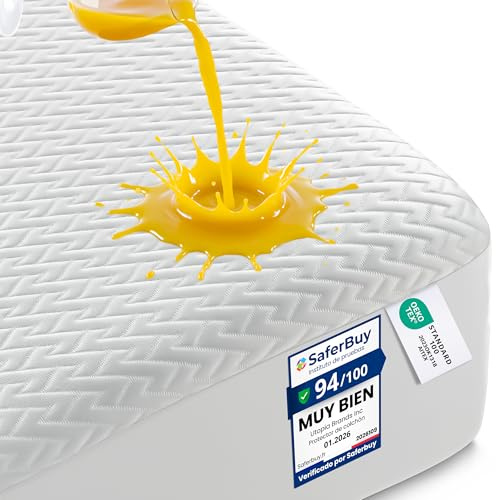 Utopia Bedding Coprimaterasso Impermeabile (160 x 190 x 30 cm) Design Premium a Zigzag, Tessuto 3D Morbido e Traspirante, Fodera per Materasso Regolabile con Tasche Profonde ed Elasticizzate