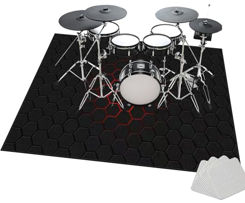 Drum Carpet - Non-Slip Soundproof Drum Mat Rug - Soundproofing Blanket - Professional Rectangle Electronic Jazz Drum Mat - Tightly Woven Fabric Drum Set Carpet with Non-Slip Bottom 200 x 180 cm