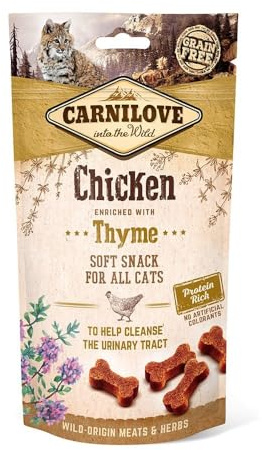 Hühnchen mit Thymian Katzenleckerlis, Getreidefrei, Protein Reich, Unterstützt Harnwege, Weiche Snacks. 50 g