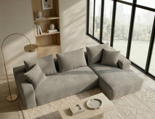 Galyar Divano Chic Modular Chaiselongue Moderno in Schiuma Compressa Spedizione Scatola Senza Montaggio (Velluto Grigio Chiaro, Chaiselongue Sinistra)