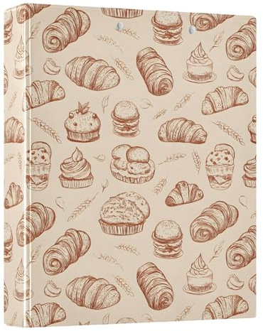 Raccoglitore a 3 anelli per pasticcini, pane, torta, 3,8 cm, rotondo, può contenere 200 documenti, per casa, scuola, ufficio