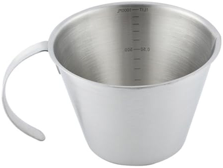 DECOMELODY Vaso Medidor de 500 Ml de Acero Inoxidable 304, Taza Medidora Escala Precisa, Multiusos para Cocina, Repostería y Laboratorio, Herramienta Resistente y Fácil de Limpiar
