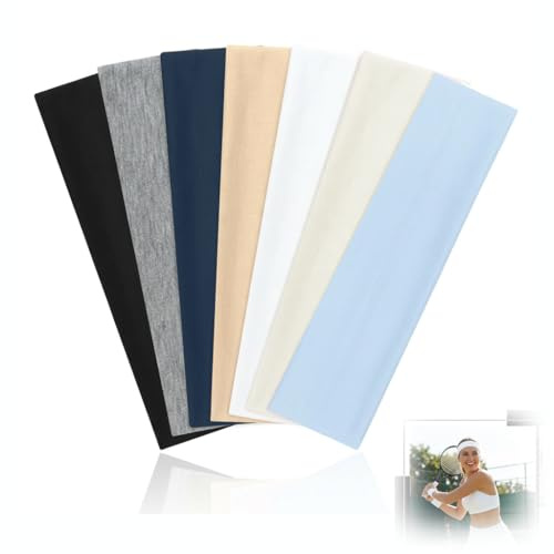 Haarband Damen Stirnband 7 Stück - Elastisch Sport & Kosmetik Headband, 20x4.5cm Einheitsgröße, Weich Atmungsaktiv Laufstirnband Dünn für Yoga Fitness Laufen Alltag