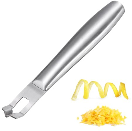 sourcing map Lemon Peeler, Stainless Steel Citrus Fruit Peeler Tool Orange Zester Gadget Channel Knife for Cocktail Garnishes Bar Kitchen Accessory, Silver