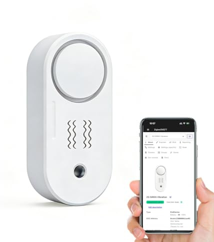 Haozee Capteur de vibration Zigbee avec fonction d'alarme, sirène sans fil 110 dB