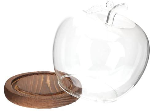 MAGICLULU Dôme de Verre Présentoir Décoratif Élégant avec Base en Bois Plat pour Décoration et Protection D'artisanat en Argile pour Bureau Intérieur