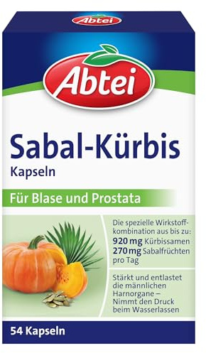 ABTEI Sabal-Kürbis Kapseln - Stärkung von Blase & Harnorgane - 54 St. | Hochdosierte Prostata Kapseln mit Kürbiskernöl & Sägepalme, reduziert Harndrang & verbessert Harnfluss bei Männern