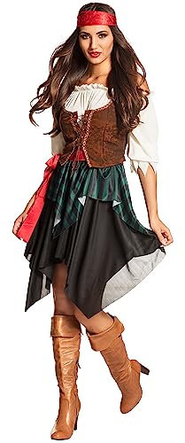 Boland - Costume adulte Pirate Storm, chemisier, corsage, jupe, bandana, capitaine, Redhaed, Sparrow, corsaire, mutinerie, carnaval, Halloween, Mardi gras, soirée à thème, 36-38