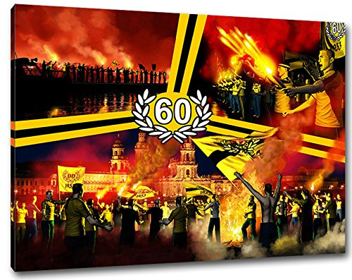 Ultras-Art Dresden Geburtstag Sechzig Format: 120x80, Bild auf Leinwand XL, fertig gerahmt