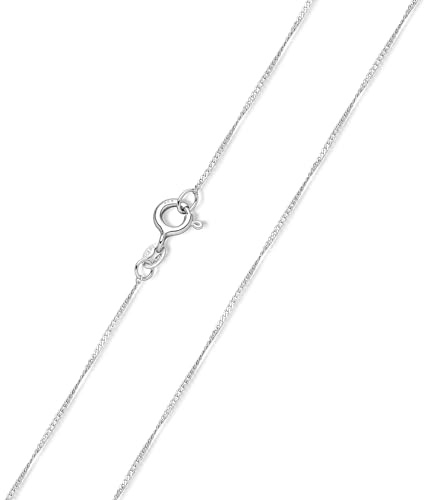 Gekordelte Panzerkette Silber 925 diamantiert - feine Silber-Kette 1mm K43 | Halskette Damen in 40 45 50 60 70 cm incl Schmuck Box von MATERIA by Matthias Wagner