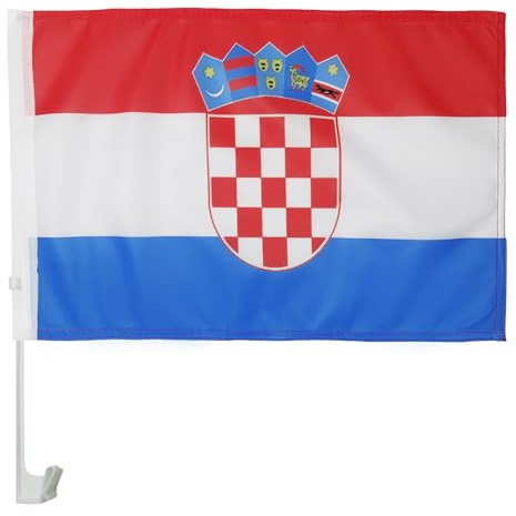 AZ FLAG Autofahne Kroatien 45x30 cm Kroatische Mesh-Polyester Saugnapf | Für außen Autoflagge Hrvatska genähte wetterfeste Ausführung mit Kunststoffstab