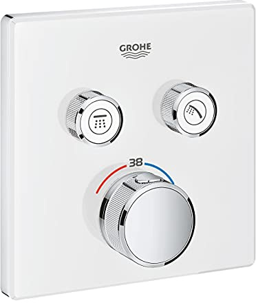 GROHE Grohtherm Smartcontrol Thermostat for Shower Or Bath, for Concealed Installation, with Two Valves Square Shape, Moon White, Made In Germany By GROHE Eco-Friendly and Safety Features 29156LS0
