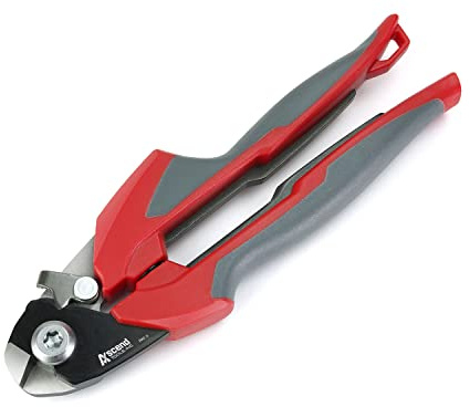 Ascend Tools 7 inch Wire Rope & Electrical Cable Cutter for Railing, Aircraft Seismic Structural Bicycle Cable | Induction Hardened Blades, No Frayed Cuts