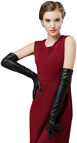 Bellady Long Faux Leather Gloves for Women,Elbow Length Touchscreen Dress Gloves,Cosplay Costume Opera Gloves,Black