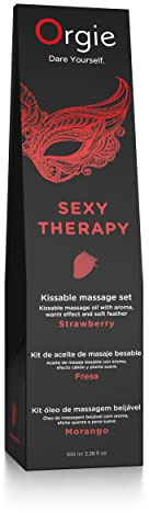 Orgie wärmendes erotisches Lippenmassageöl mit Erdbeergeschmack, 100 ml, Schwarz