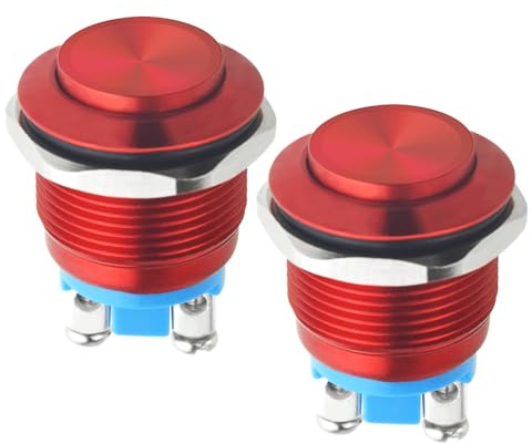WMYCONGCONG 2 PCS 19mm wasserdichter Momentan-Druckknopfschalter aus Metall 250V 3A 1NO, rot (rot)