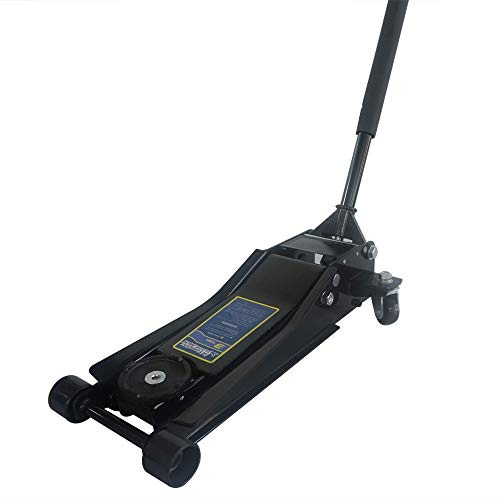 3 Ton Heavy Duty Low Profile Steel Floor Hydraulic Car Jack Stands Tool, Black