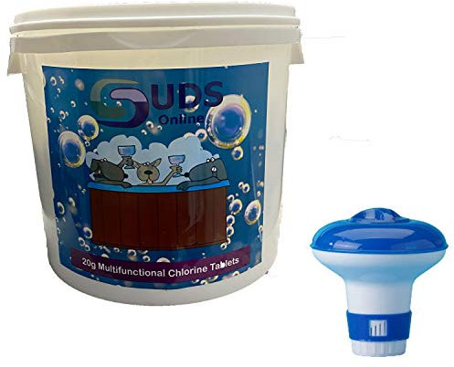 SUDS-ONLINE 5kg Multifunctional Chlorine Tablets 20g Swimming Pool Chemicals + Floating Dispenser