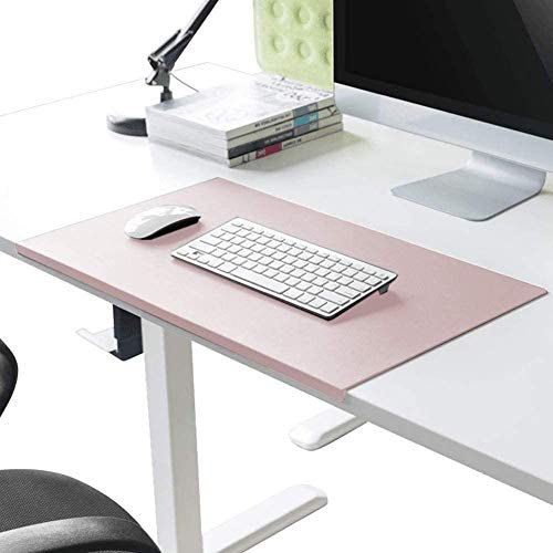 Schreibtischunterlage mit Kantenschutz gewinkelt / 90° abgewinkelt Rutschfeste Weichem Leder Schreibunterlage Mausunterlage für Büro Hause Office Laptop PC Pad, 80 x 50 cm, Rosa