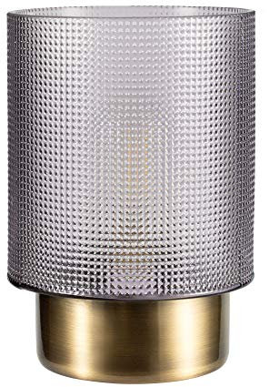 Pauleen 48133 luminaria de sobremesa portátil Cute Glamour, lámpara de vidrio, sin cable y con pilas, temporizador de 6 h, vidrio ahumado gris/metal