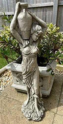 Statua da giardino in pietra con brocca di vino | Scultura decorativa classica per esterni