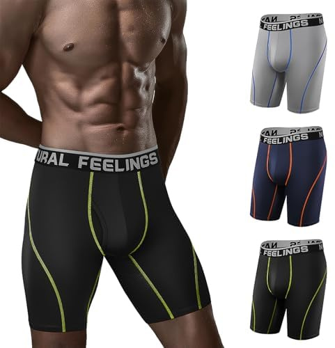 Natural Feelings Sous-vêtements longs pour hommes Boxers Performance Sports Dry Fit Boxers de 23 cm pour hommes, XL
